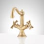 Signature Hardware Marceau 1.2 GPM Single Hole Bathroom Faucet with Cross Handles and Pop-Up Drain Assembly Aged Brass
