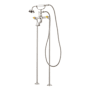 Signature Hardware Marceau Floor Mounted Tub Filler Faucet with Handle Shower - Less Handles Brushed Nickel