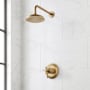 Signature Hardware Marceau Dual Control Pressure Balanced Shower System with Shower Head, Cross Handles, Shower Arm, and Valve Trim - Rough-In Valve Included Aged Brass