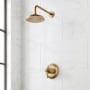 Signature Hardware Marceau Dual Control Pressure Balanced Shower System with Shower Head, Lever Handles, Shower Arm, and Valve Trim - Rough-In Valve Included Aged Brass