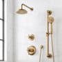 Signature Hardware Marceau Dual Control Pressure Balance Shower System with Shower Head, Cross Handles, Slide Bar, Hand Shower, Shower Arm, Hose, and Valve Trim - Rough-In Valve Included Aged Brass