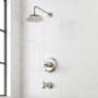 Signature Hardware Marceau Dual Control Pressure Balanced Tub and Shower System with Shower Head, Cross Handles, Shower Arm, Tub Spout, and Valve Trim - Rough-In Valve Included Brushed Nickel