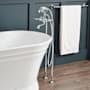 Signature Hardware Marceau Floor Mounted Tub Filler Faucet with Lever Handles - Includes Hand Shower and Valve Chrome