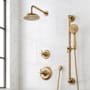Signature Hardware Marceau Pressure Balanced Shower System with Shower Head, Cross Handles, Hand Shower, Slide Bar, Hose, Valve Trim and Diverter - Accufit Rough-In Valve Included Aged Brass