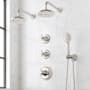 Signature Hardware Marceau Thermostatic Shower System with Dual Shower Heads, Cross Handles, Hand Shower, Shower Arm, Hose, and Valve Trim - Rough-In Valve Included Polished Nickel