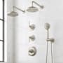 Signature Hardware Marceau Thermostatic Shower System with Dual Shower Heads, Lever Handles, Hand Shower, Shower Arm, Hose, and Valve Trim - Rough-In Valve Included Brushed Nickel