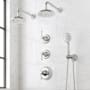 Signature Hardware Marceau Thermostatic Shower System with Dual Shower Heads, Lever Handles, Hand Shower, Shower Arm, Hose, and Valve Trim - Rough-In Valve Included Chrome