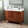 Signature Hardware Sybill 48" Freestanding Mahogany Single Basin Vanity Set with Cabinet, Vanity Top, and Rectangular Porcelain Sink - No Faucet Holes Washed Walnut / Arctic White
