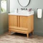 Signature Hardware Sybill 36" Freestanding Teak Single Basin Vanity Set with Cabinet, Vanity Top, and Rectangular Porcelain Sink - No Faucet Holes Natural Teak / Arctic White
