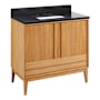 Signature Hardware Sybill 36" Freestanding Teak Single Basin Vanity Set with Cabinet, Vanity Top, and Rectangular Porcelain Sink - 8" Faucet Holes Natural Teak / Carbon Black