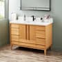 Signature Hardware Sybill 48" Freestanding Teak Single Basin Vanity Set with Cabinet, Vanity Top, and Rectangular Porcelain Sink - Single Faucet Hole Natural Teak / Arctic White