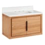 Signature Hardware Aliso 30" Wall Mount Teak Single Basin Vanity Set with Cabinet, Vanity Top, and Rectangular Undermount Sink - 8" Faucet Holes Natural Teak / Arctic White