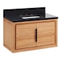 Signature Hardware Aliso 30" Wall Mount Teak Single Basin Vanity Set with Cabinet, Vanity Top, and Rectangular Undermount Sink - 8" Faucet Holes Natural Teak / Carbon Black