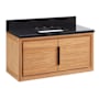 Signature Hardware Aliso 36" Wall Mount Teak Single Basin Vanity Set with Cabinet, Vanity Top, and Rectangular Undermount Sink - 8" Faucet Holes Natural Teak / Carbon Black
