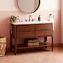 Signature Hardware Rheya 48" Console Single Basin Vanity Set with Cabinet and Solid Surface Vanity Top with Rectangular Integrated Sink - 8" Faucet Holes Winterland Walnut