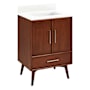 Signature Hardware Novak 24" Single Vanity Set with Mahogany Cabinet and Rectangular Porcelain Sink - No Faucet Holes True Walnut / Arctic White