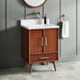 Signature Hardware Novak 24" Single Vanity Set with Mahogany Cabinet and Rectangular Porcelain Sink - No Faucet Holes True Walnut / Carrara