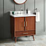 Signature Hardware Novak 30" Single Vanity Set with Mahogany Cabinet and Oval Porcelain Sink - 8" Faucet Holes True Walnut / Carrara