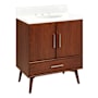Signature Hardware Novak 30" Single Vanity Set with Mahogany Cabinet and Oval Porcelain Sink - 8" Faucet Holes True Walnut / Feathered White