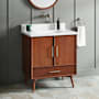 Signature Hardware Novak 30" Single Vanity Set with Mahogany Cabinet and Rectangular Porcelain Sink - No Faucet Holes True Walnut / Carrara