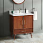 Signature Hardware Novak 30" Single Vanity Set with Mahogany Cabinet and Rectangular Porcelain Sink - Single Faucet Hole True Walnut / Carrara