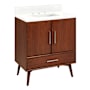 Signature Hardware Novak 30" Single Vanity Set with Mahogany Cabinet and Rectangular Porcelain Sink - 8" Faucet Holes True Walnut / Feathered White
