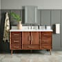 Signature Hardware Novak 60" Single Vanity Set with Mahogany Cabinet and Rectangular Porcelain Sink - 8" Faucet Holes True Walnut / Feathered White