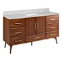 Signature Hardware Novak 60" Single Vanity Set with Mahogany Cabinet and Rectangular Porcelain Sink - 8" Faucet Holes True Walnut / Carrara Marble