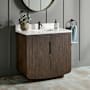 Signature Hardware Yvon 36" Freestanding Single Basin Vanity Set with Cabinet, Vanity Top, and Rectangular Undermount Sink - Single Faucet Hole Deep Taupe / Arctic White