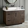 Signature Hardware Yvon 48" Freestanding Single Basin Vanity Set with Cabinet, Vanity Top, and Rectangular Undermount Sink - No Faucet Holes Deep Taupe / Arctic White