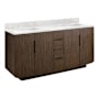 Signature Hardware Yvon 72" Freestanding Double Basin Vanity Set with Cabinet, Vanity Top, and Rectangular Undermount Sinks - No Faucet Holes Deep Taupe / Carrara Marble