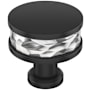 Signature Hardware Lazzara 1-1/4 Inch Hammered Mushroom Cabinet Knob Polished Chrome / Matte Black