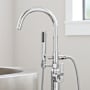 Signature Hardware Gunther Floor Mounted Tub Filler Faucet - Includes Hand Shower Chrome