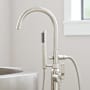 Signature Hardware Gunther Floor Mounted Tub Filler Faucet - Includes Hand Shower Brushed Nickel