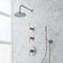 Signature Hardware Lexia Thermostatic Shower System with Rainfall Shower Head, Hand Shower, Shower Arm, Hose, and Valve Trim - Rough-In Valve Included Brushed Nickel