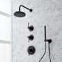 Signature Hardware Lexia Thermostatic Shower System with Rainfall Shower Head, Hand Shower, Shower Arm, Hose, and Valve Trim - Rough-In Valve Included Matte Black