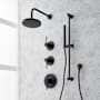 Signature Hardware Lexia Thermostatic Shower System with Rainfall Shower Head, Hand Shower, Slide Bar, Shower Arm, Hose, and Valve Trim - Rough-In Valve Included Matte Black