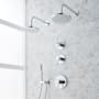 Signature Hardware Lexia Thermostatic Shower System with Dual Rainfall Shower Heads, Hand Shower, Shower Arm, Hose, and Valve Trim - Rough-In Valve Included Chrome