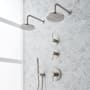 Signature Hardware Lexia Thermostatic Shower System with Dual Rainfall Shower Heads, Hand Shower, Shower Arm, Hose, and Valve Trim - Rough-In Valve Included Brushed Nickel