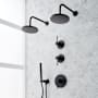 Signature Hardware Lexia Thermostatic Shower System with Dual Rainfall Shower Heads, Hand Shower, Shower Arm, Hose, and Valve Trim - Rough-In Valve Included Matte Black
