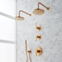 Signature Hardware Lexia Thermostatic Shower System with Dual Rainfall Shower Heads, Hand Shower, Shower Arm, Hose, and Valve Trim - Rough-In Valve Included Brushed Gold