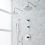 Signature Hardware Lexia Thermostatic Shower System with Dual Rainfall Shower Heads, Hand Shower, Slide Bar, Shower Arm, Hose, and Valve Trim - Rough-In Valve Included Chrome