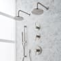 Signature Hardware Lexia Thermostatic Shower System with Dual Rainfall Shower Heads, Hand Shower, Slide Bar, Shower Arm, Hose, and Valve Trim - Rough-In Valve Included Brushed Nickel