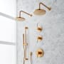 Signature Hardware Lexia Thermostatic Shower System with Dual Rainfall Shower Heads, Hand Shower, Slide Bar, Shower Arm, Hose, and Valve Trim - Rough-In Valve Included Brushed Gold