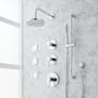 Signature Hardware Lexia Thermostatic Shower System with Rainfall Shower Head, Slide Bar, Hand Shower, Hose, Valve Trim, 3 Bodysprays and Diverter - Rough-In Valve Included Chrome