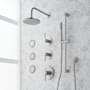 Signature Hardware Lexia Thermostatic Shower System with Rainfall Shower Head, Slide Bar, Hand Shower, Hose, Valve Trim, 3 Bodysprays and Diverter - Rough-In Valve Included Brushed Nickel