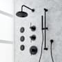 Signature Hardware Lexia Thermostatic Shower System with Rainfall Shower Head, Slide Bar, Hand Shower, Hose, Valve Trim, 3 Bodysprays and Diverter - Rough-In Valve Included Matte Black