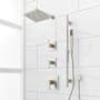 Signature Hardware Hibiscus Thermostatic Shower System with Rainfall Shower Head, Hand Shower, Slide Bar, Shower Arm, Hose, and Valve Trim - Rough-In Valve Included Brushed Nickel