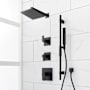 Signature Hardware Hibiscus Thermostatic Shower System with Rainfall Shower Head, Hand Shower, Slide Bar, Shower Arm, Hose, and Valve Trim - Rough-In Valve Included Matte Black