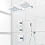 Signature Hardware Hibiscus Thermostatic Shower System with Dual Shower Heads, Hand Shower, Shower Arm, Hose, and Valve Trim Chrome